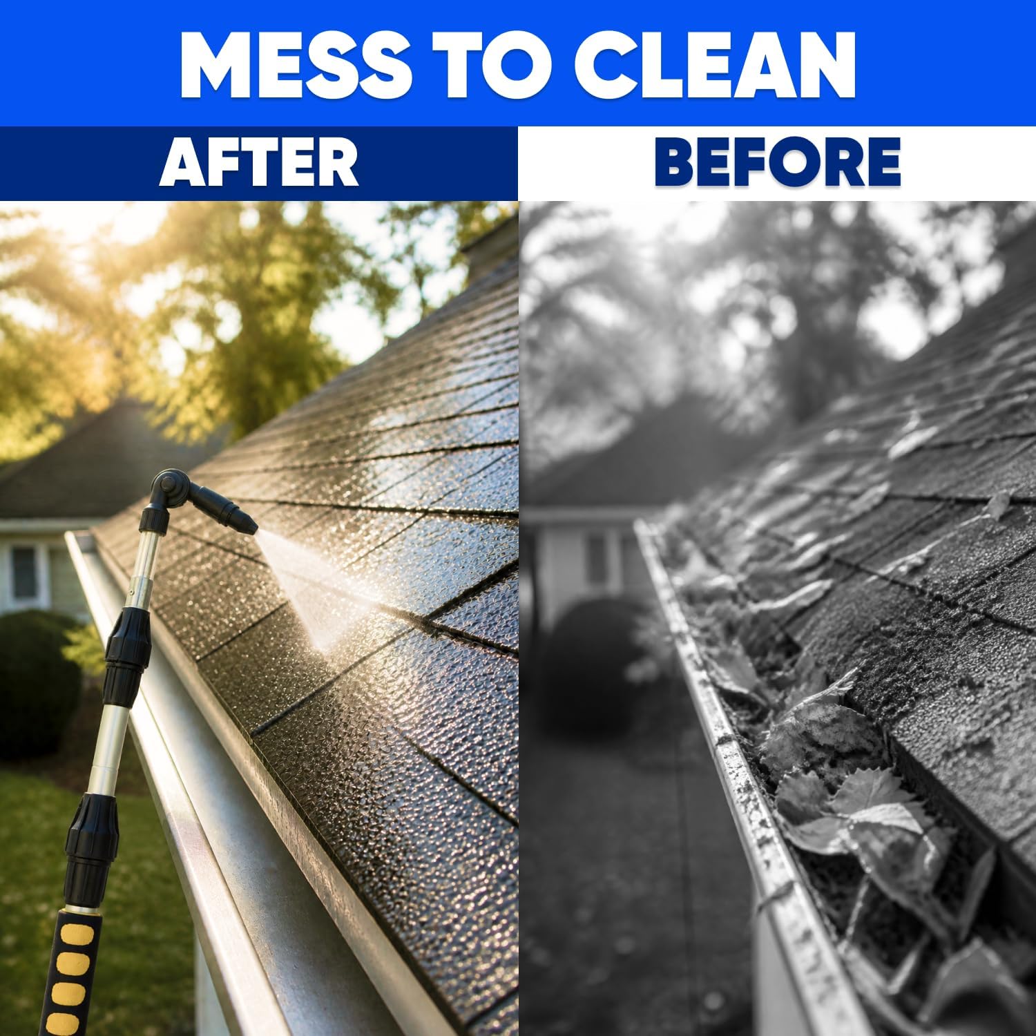 20ft Reach Telescopic Gutter Cleaning Tools from the Ground – Rain Gutter Cleaner with Heavy Duty Bendable Wand, Hose