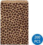 200 of 6" x 9" Craft Flat Paper Gift Bags, Leopard patterned