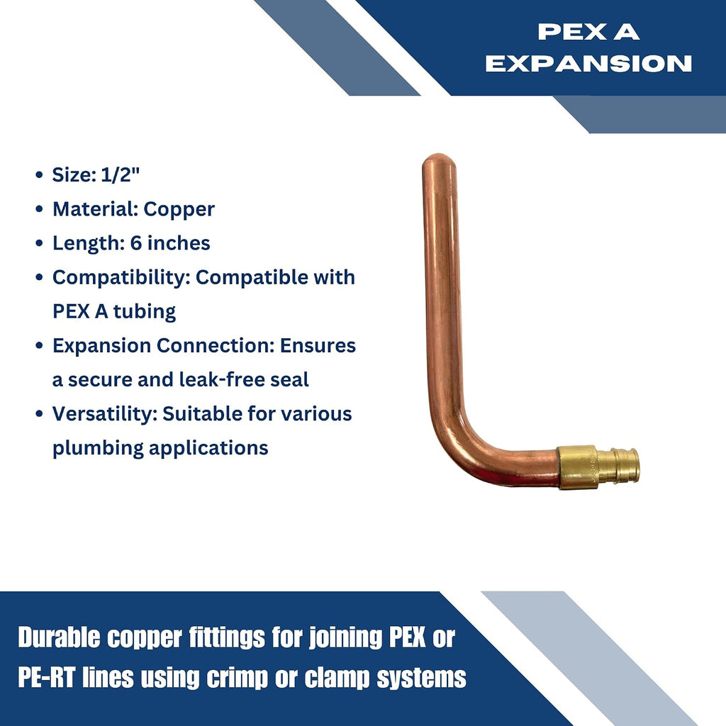25 Pack 1/2'' Pex-A Stub Out Elbow, 3-1/2'' x 6'', Brass, 0.5 Inch