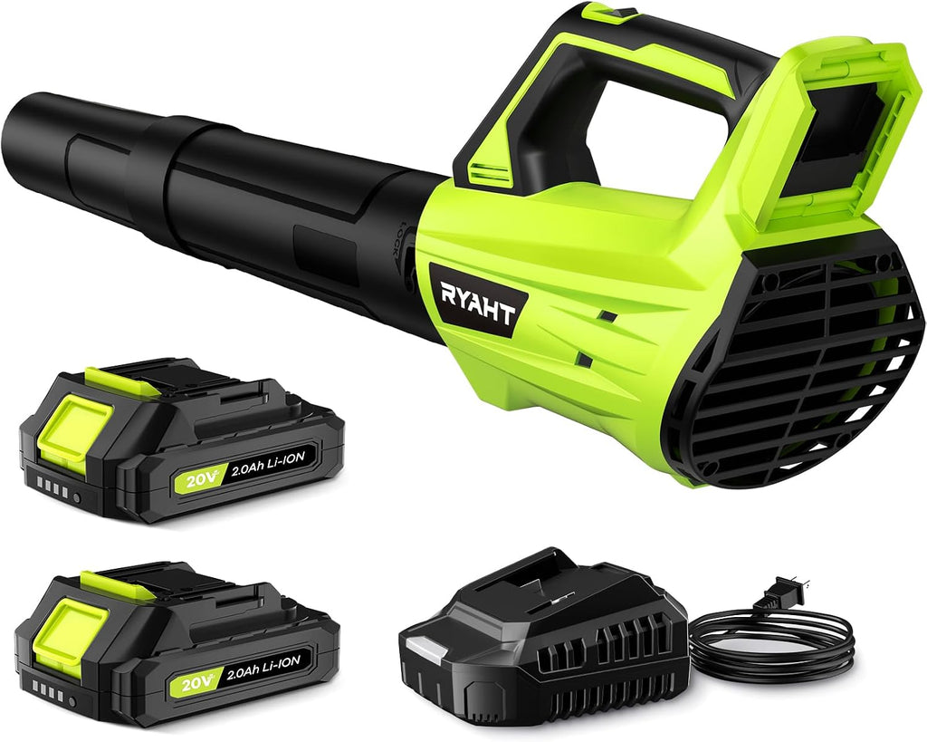 Leaf Blower Cordless, Leaf Blower with Battery and Charger - 2 Speed Modes, 2 Batteries, 20V Powerful Lightweight