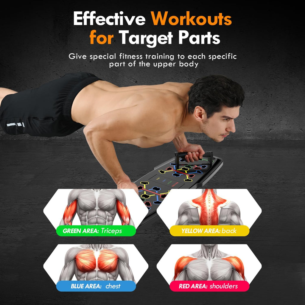 Push Up Board,Home Gym,Portable Exercise Equipment,Pilates Bar and 20 Fitness Accessories with Resistance Bands and