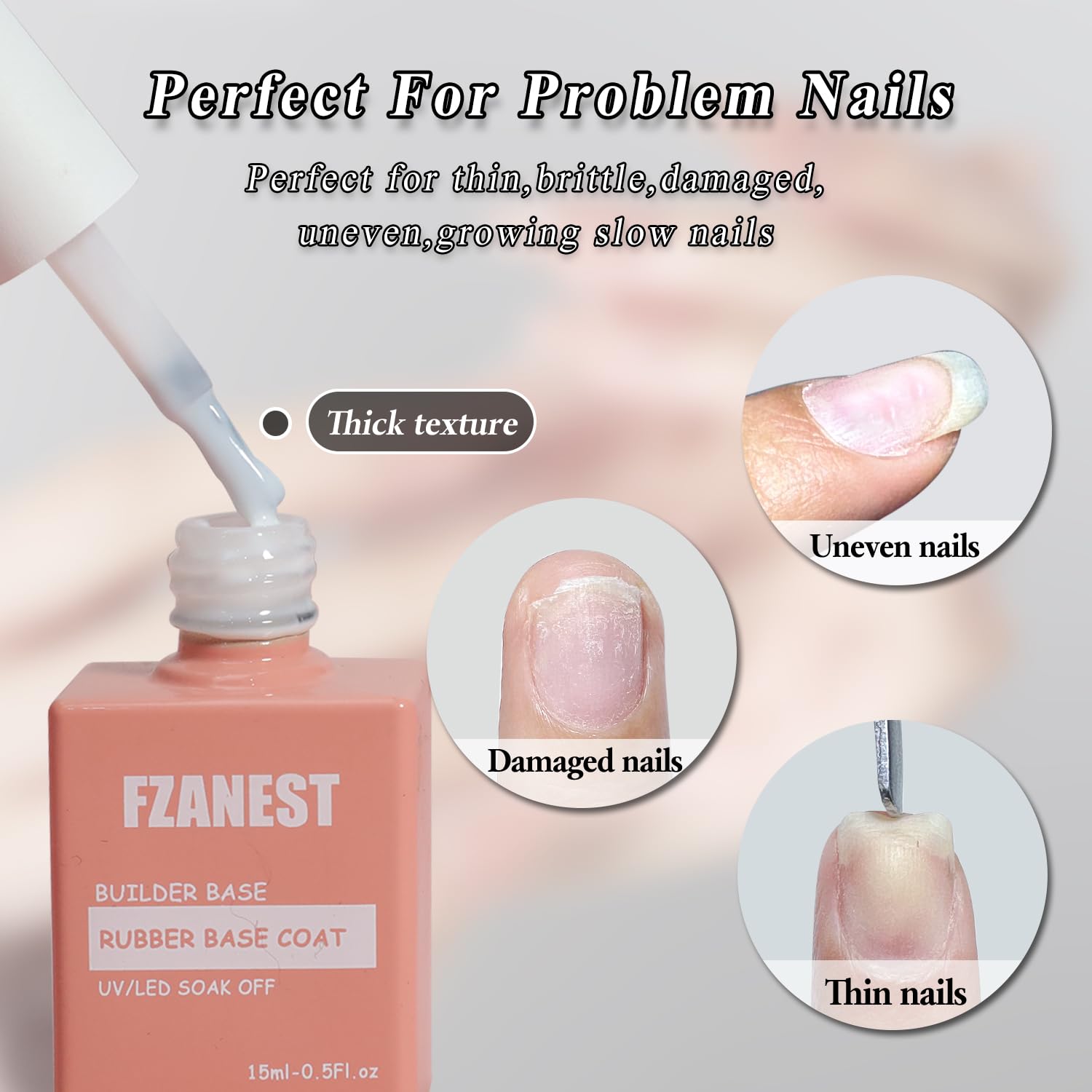 Builder Gel for Nails, Milky White Gel Polish Rubber Base For Nails Strengthener Extension Apex Building Repair UV