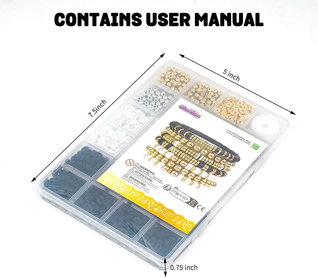 3000 Pcs Clay Beads Bracelets for Women Adults, Bracelet Making kit Golden Beads for Jewelry Making, Charms Bracelet