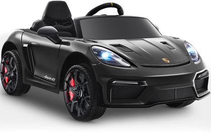 Licensed Porsche 718 12V Electric Car for Kids, Ride on Toys for Toddler, Child Ride on Car w/Parent Remote, Led