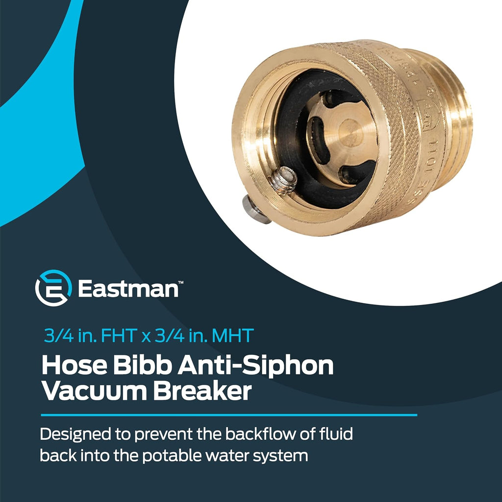 3/4 Inch FHT x 3/4 Inch MHT Hose Bibb Anti Siphon Vacuum Breaker, Brass Plumbing Fitting, 20199