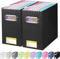 File Organizer Box, Cardboard File Folder Organizer with Handle for Letter Size, Portable Collapsible Hanging Filing