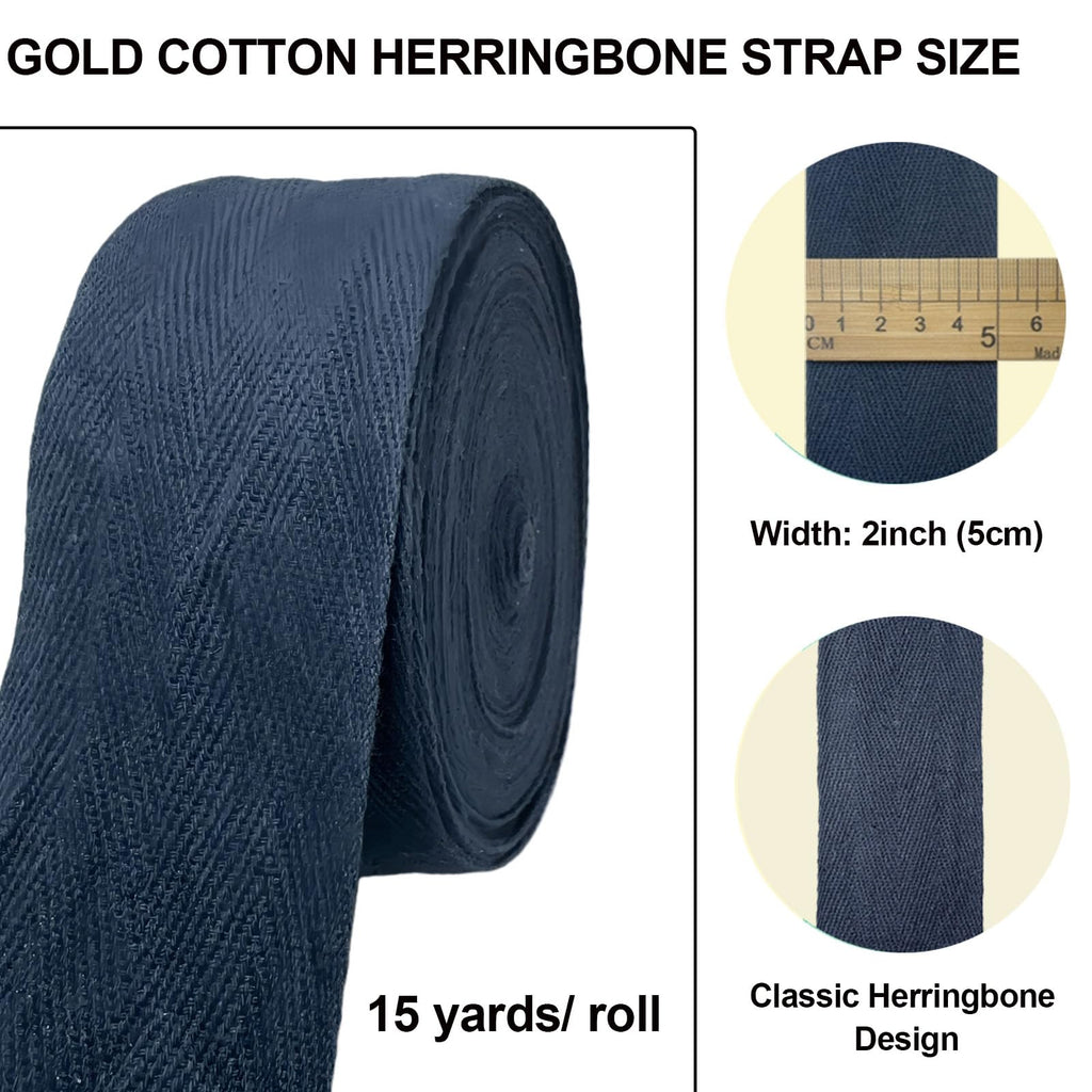 Deep Blue 2''Cotton Herringbone Twill Tape 15Yds Binding Trim