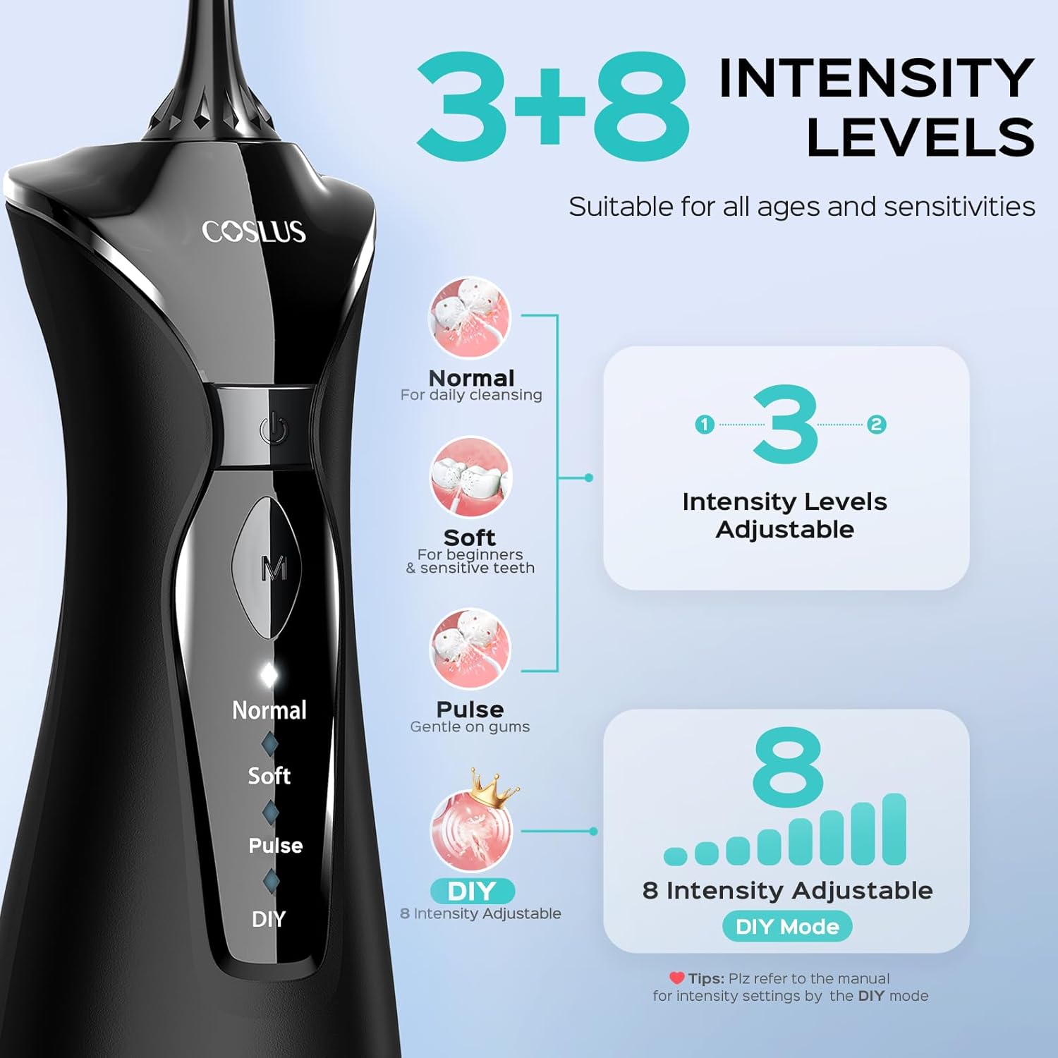 Water Dental Flosser Pick for Teeth C30(FC5360): 4 Modes Cordless Portable 300ML Larger Tank Water Teeth Cleaner IPX7