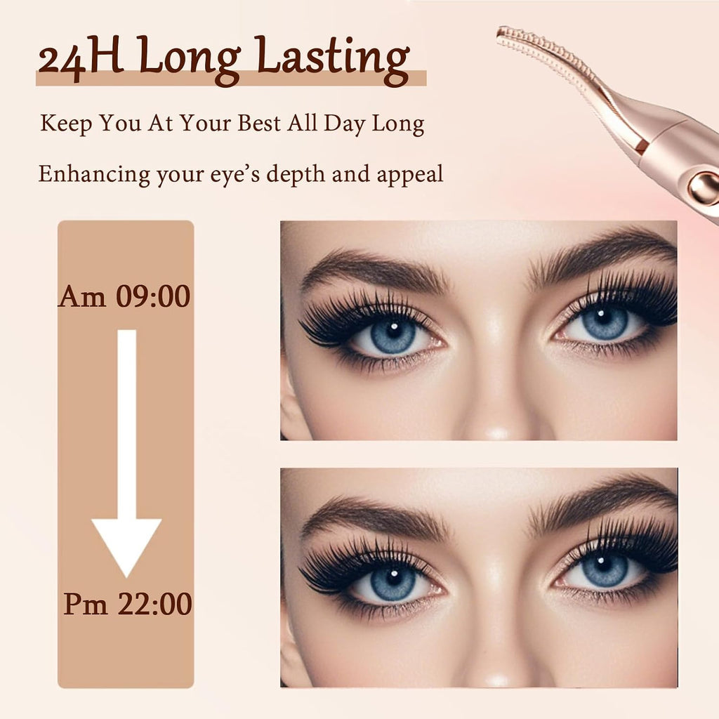 Heated Eyelash Curler - 2 in 1 Eye Lash Curler and Eyebrow Trimmer for Women with 2 Temperature Modes, USB