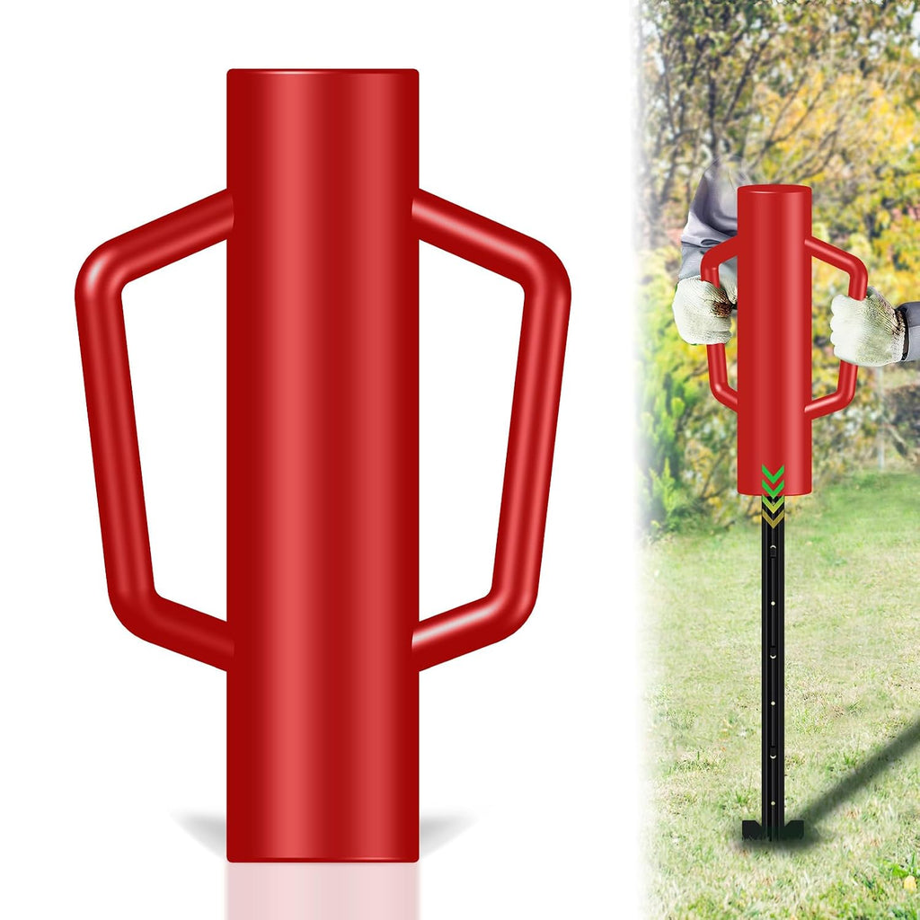 Fence Post Driver with Handle 17LB, T Post Pounder for Wire Fencing, Red