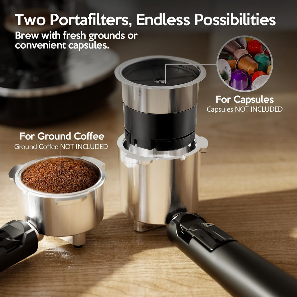 20 Bar Espresso Machine Semi-Automatic, Professional Coffee Maker with Milk Frother Steam Wand & 45OZ Removable Water