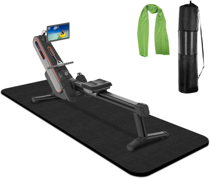 Rowing Machine Mat 96" x 30" with Storage Bag and Sports Towel,Treadmill Mat for Carpet & Hardwood Floors,Rower