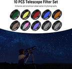1.25' Telescope Eyepiece Filter Set (10 Pack), Including Planetary, Variable, UHC, Lunar & Starglow Filters for Moon