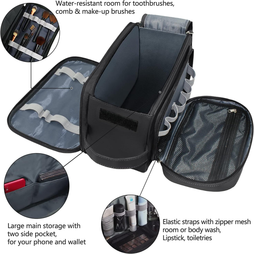 Extra Large Toiletry Bag for Men, Travel Toiletry Organizer Dopp Kit Water-resistant Shaving Bags, PU Leather