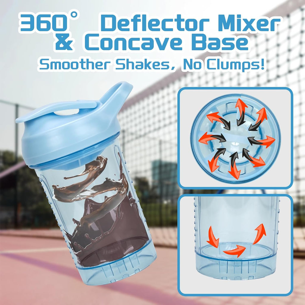 Protein Shaker Bottle 20oz, Leakproof Protein Shaker Cups for Gym, Fitness & Supplements, PETG Material(1 Pack, Blue)