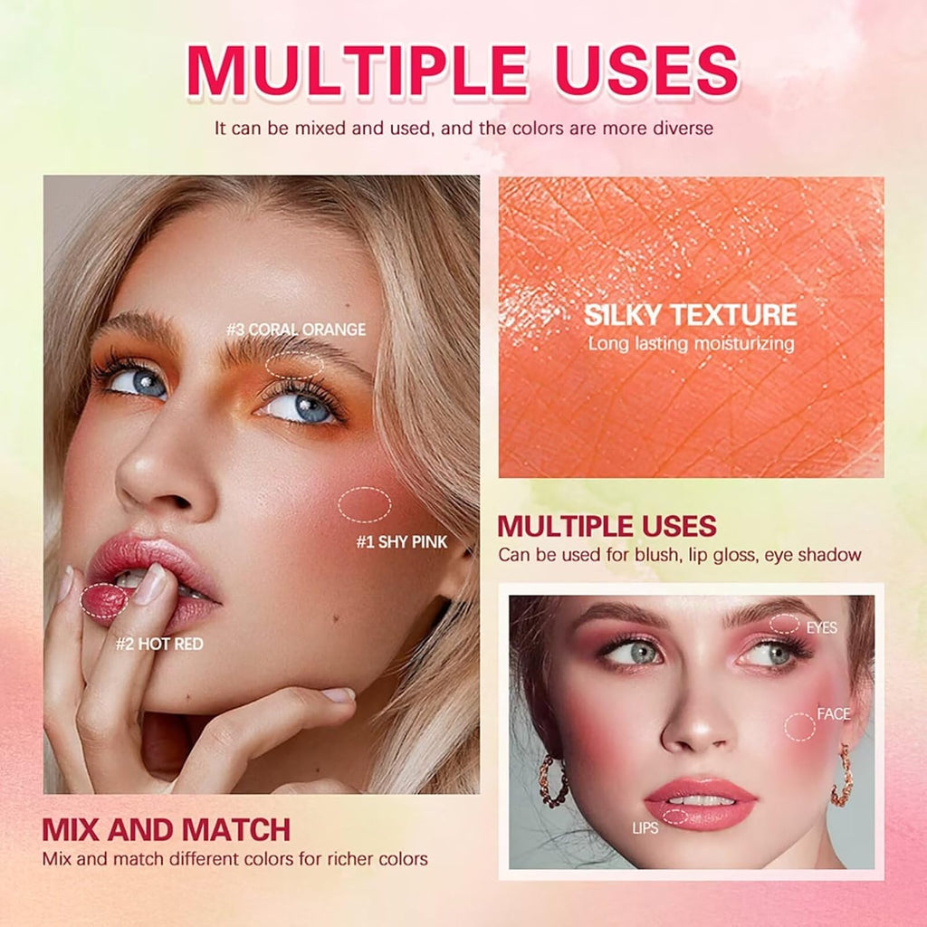 Multi-Use Makeup Blush Stick,Beauty Solid Moisturizer,Waterproof Natural Nude Makeup,Tinted Solid Moisturizer Stick