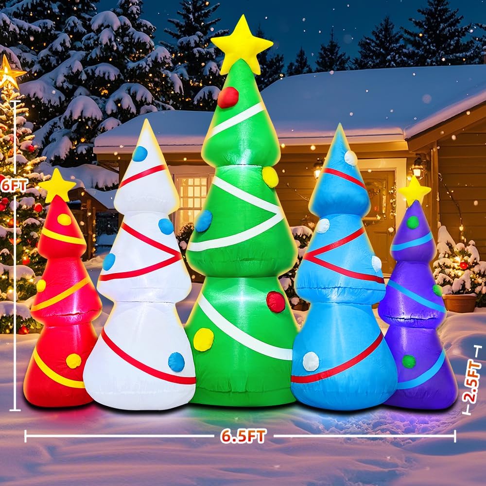 6.5FT Long Christmas Inflatable Tree Set Outdoor Decoration Giant Christmas Inflatable Tree Blow up Yard Decorations