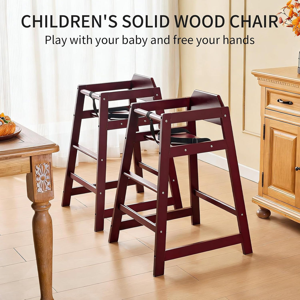 Wooden High Chairs for Babies and Toddlers,Burgundy
