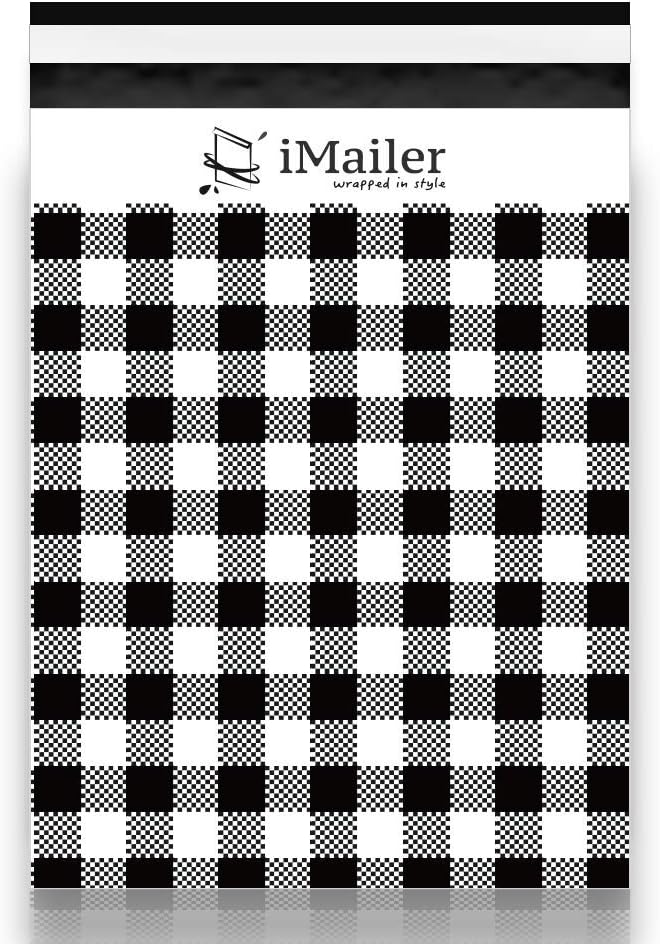 100 Count - 12 x 15.5 inch, Poly Mailer Black Gingham Plaid Package Envelope