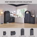 Tilt-Out Trash Can Cabinet, Fluted Laundry Hamper Cabinet, Dark Gray