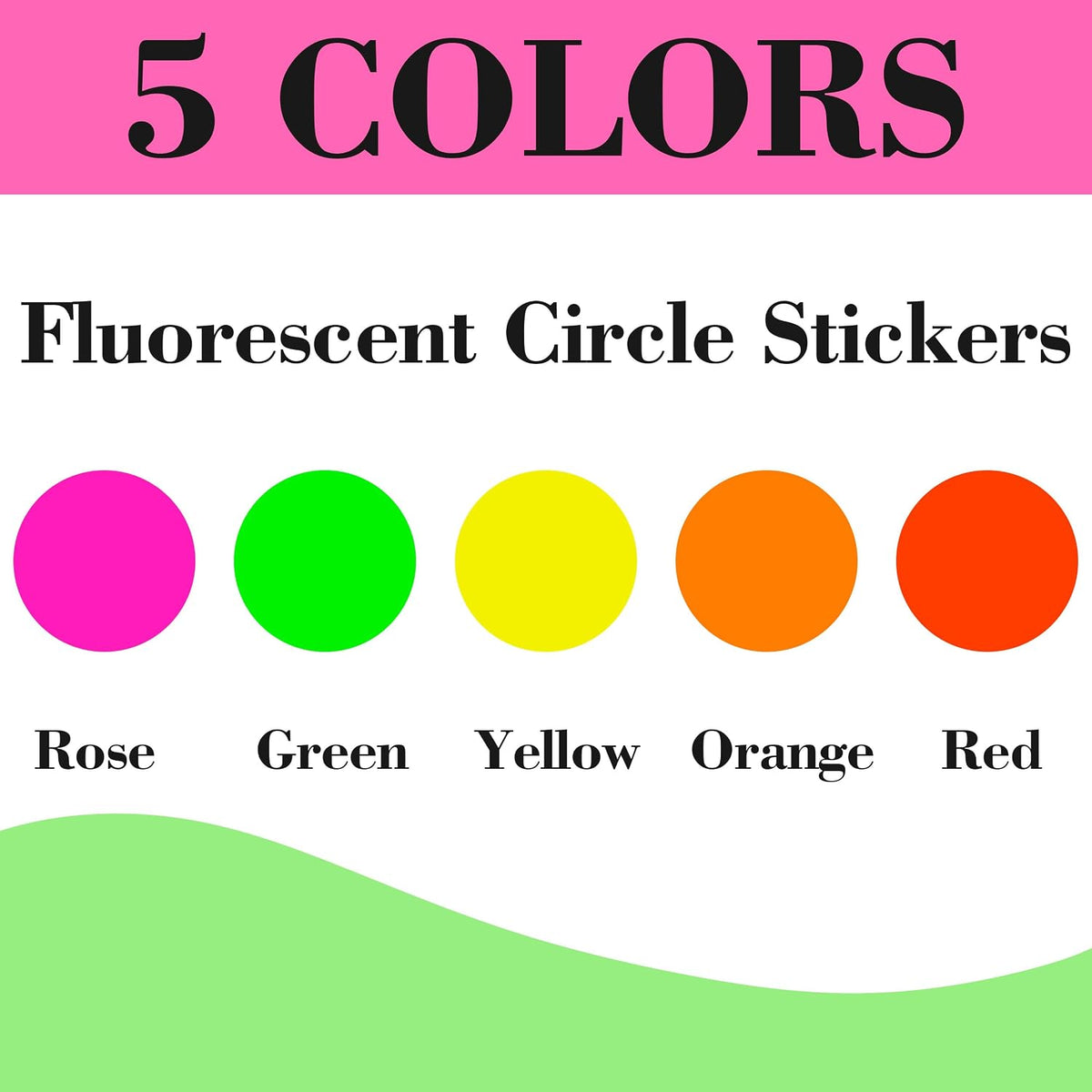 Dot Stickers 3/4 Inch Fluorescent Circle Sticker 1400pcs Colored Dot Labels
