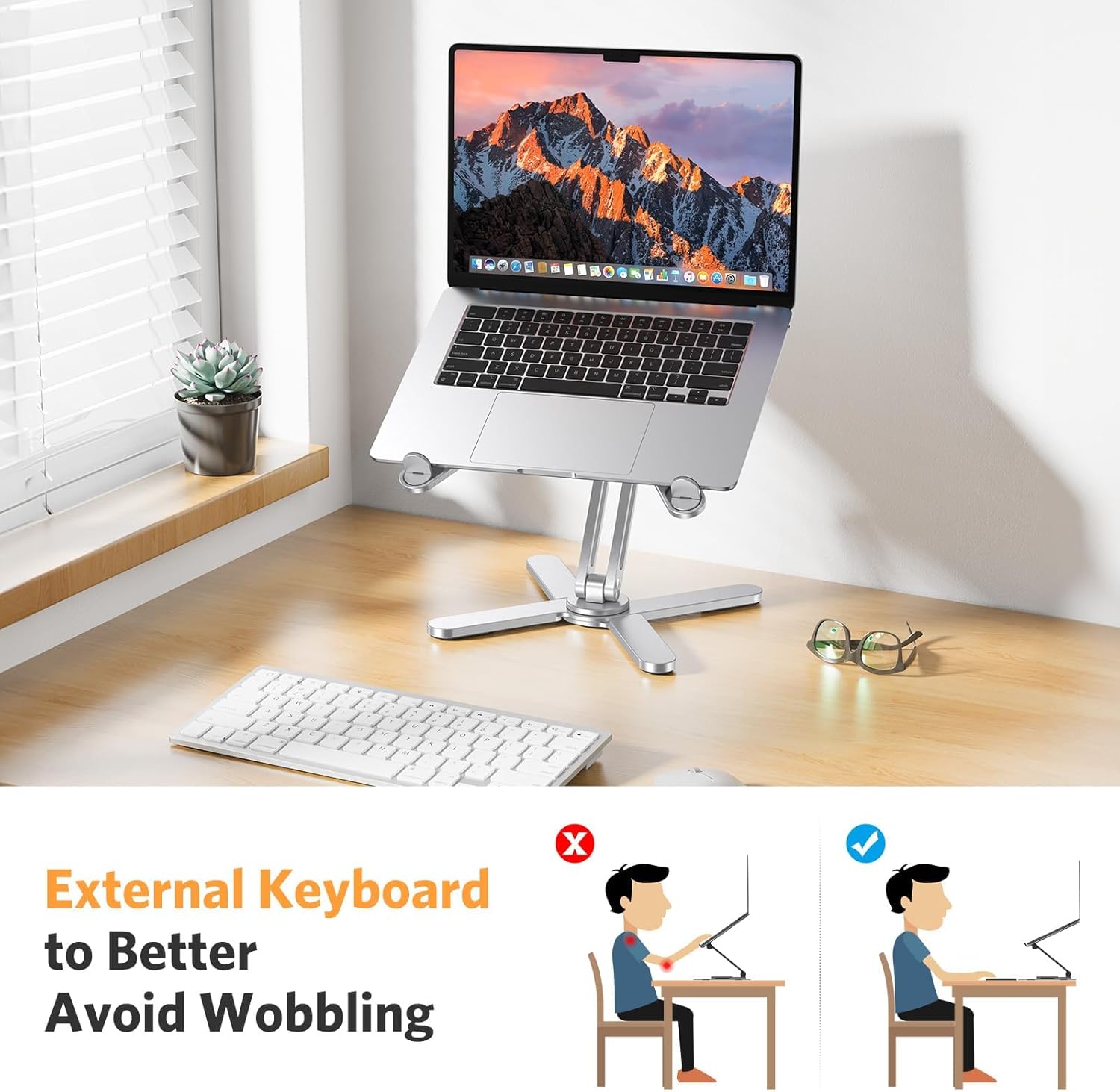 LA10 360° Rotating Laptop Stand Riser for Desk, Ergonomic Foldable Computer Stand Adjustable Height Angles for