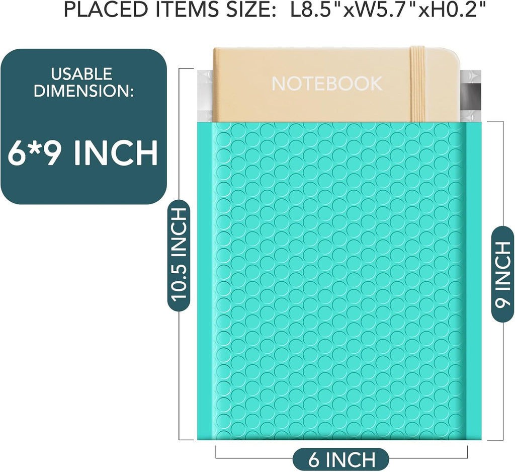Bubble Mailers 6x10 Inch 100 Pack Teal Padded Envelopes