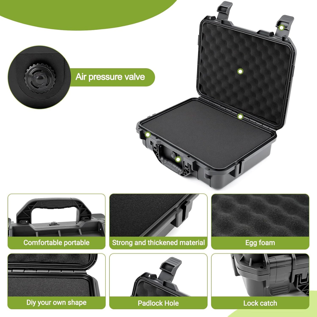 Hard Case with DIY Customizable Foam Insert 14.3 x 11.4 x 4.5 Inch