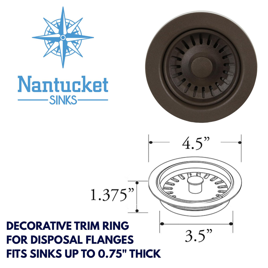 Nantucket Sinks Matte Brown Decorative Trim Ring for Disposal Flange