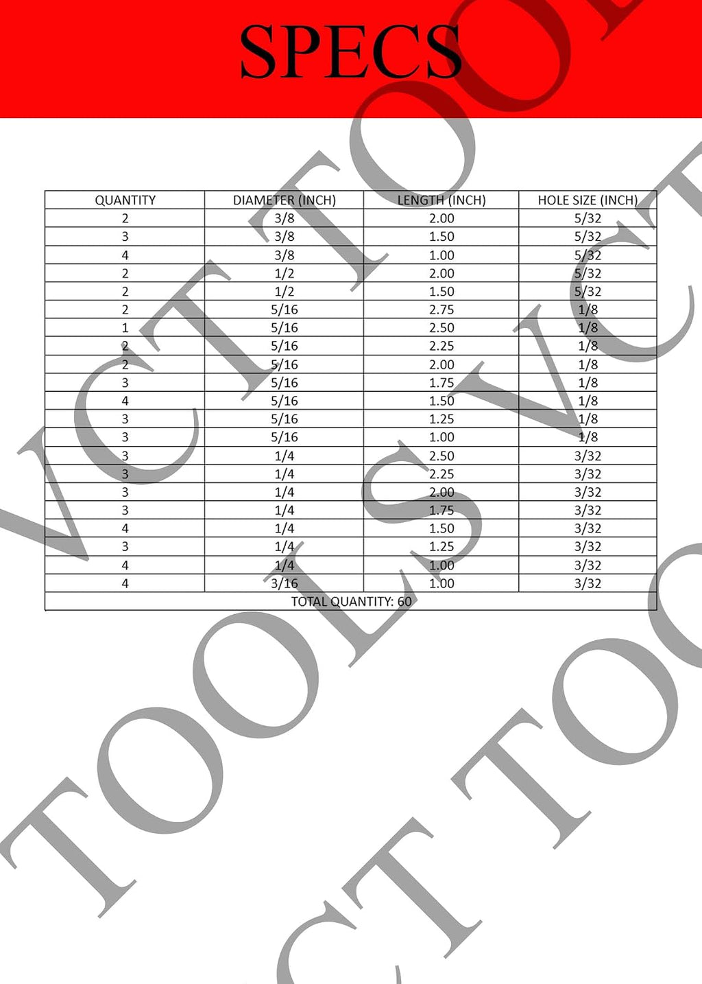 VCT 60pc Clevis Pin W/Head Assortment 21 Different Sizes for Hitch Tractor in Storage Case Kit