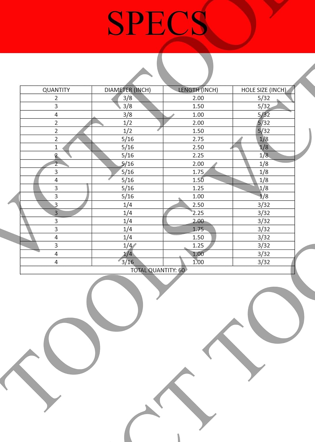 VCT 60pc Clevis Pin W/Head Assortment 21 Different Sizes for Hitch Tractor in Storage Case Kit