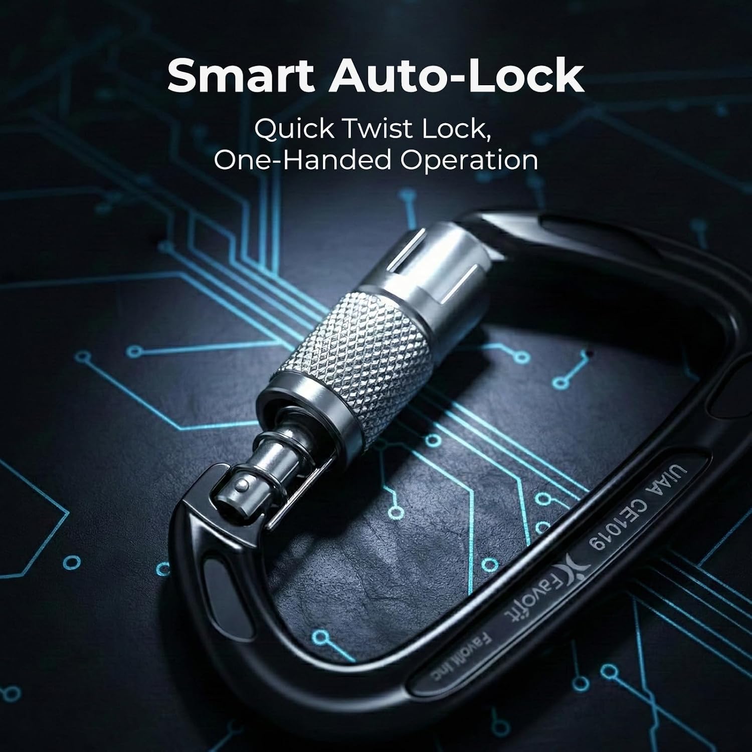 25kN Heavy Duty Climbing Carabiner - UIAA Certified Large Auto Locking Clip | Ultra Lightweight 7075 Aluminum Gear