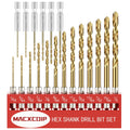 MACXCOIP 19Pcs(1/16" - 1/4") Hex Shank Titanium Twist Drill Bit Set
