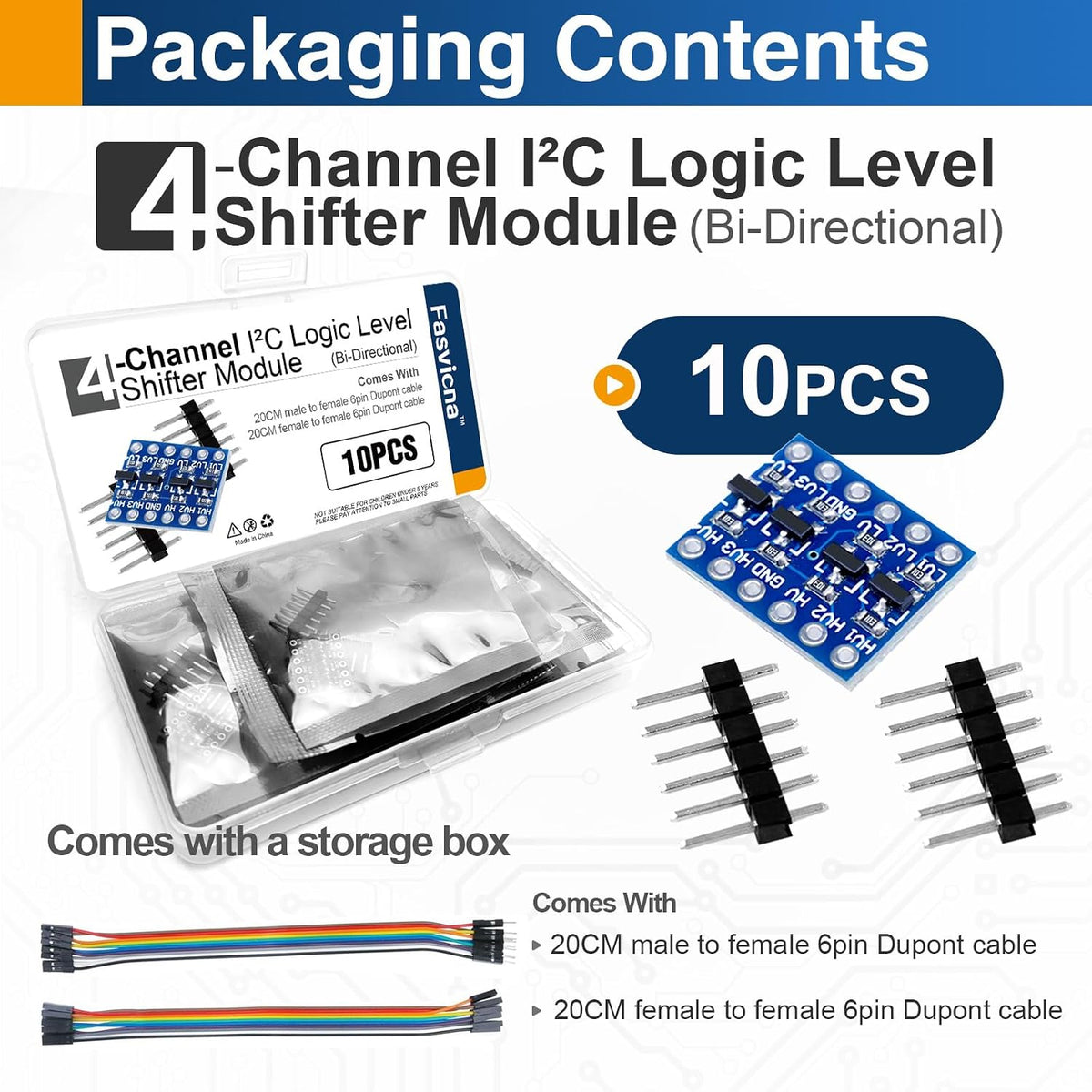10PCS 4-Channel Logic Level Shifter Modules, 3.3V to 5V Converter