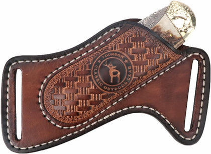 Leather Knife Sheath for Belt EDC Folding Pocket Knife Holster Compact Draw | 3mm thick leather, fits Buck 110 &