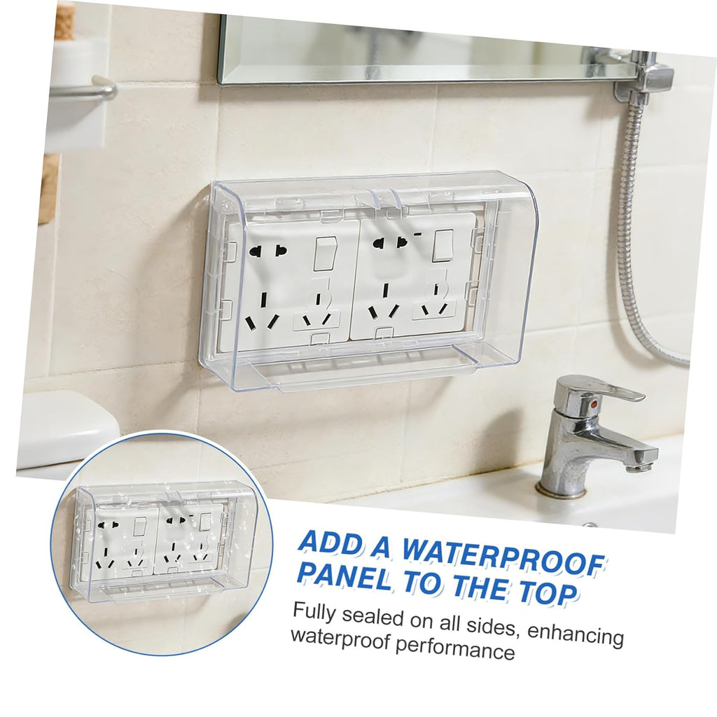 Outdoor Outlet Cover: Weatherproof Electrical Box for 2-Gang Receptacle Adhesive Waterproof Socket Case for Bathroom