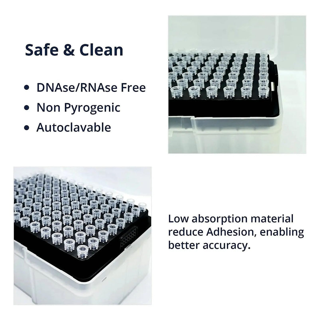 10ul Pipette Tips - Universal Pipette Tips，with Box RNase/DNase Free & Pyrogen Safe, (96 Tips/Rack)