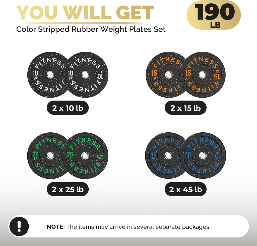 140-650lb 2" Bumper Plate High Bounce Weight Plates Strength Training | 2" High Bounce Bumper Plates Set