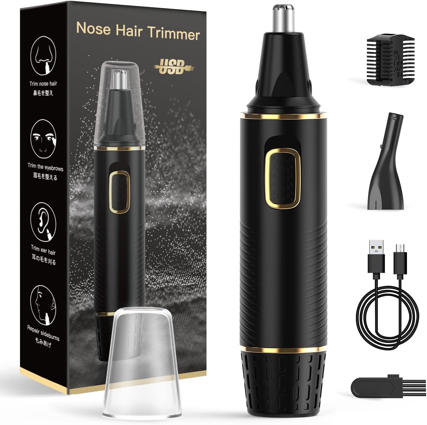 Nose Hair Trimmers for Men，Rechargeable Hair Trimmer 2 in 1 Painless Multifunctional Ear and Nose Hair Trimmer with