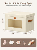 Small Closet Storage Bins - Closet Shelf Organizer with Open Window, 6 Pack, Beige