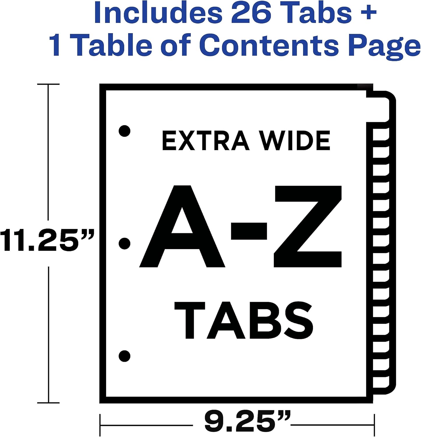Extra-Wide Dividers for 3 Ring Binders, 26 Tabs per Set, Customizable Table of Contents, Multicolor Tabs, Works Great