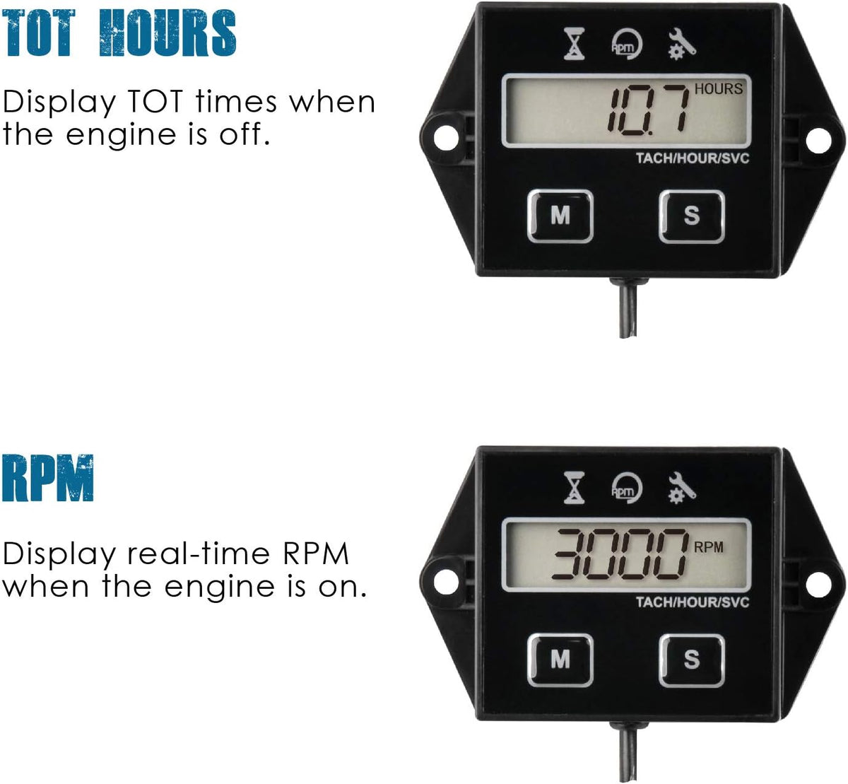 Runleader RL-HM011E Digital Hour Meter & Tachometer
