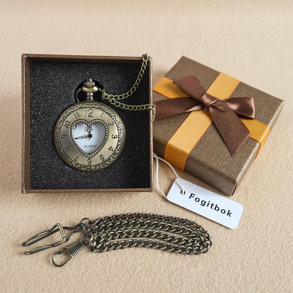 Vintage Pocket Watch with Chain for Men Necklace Watches for Women | Classic retro pendant watch,Unique analog quartz