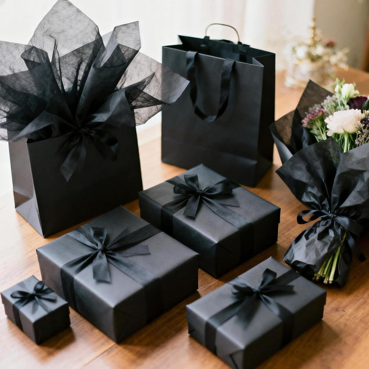 140 Sheets Black Tissue Paper for Gift Bags 20 x 14 inch