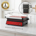 Electric Indoor Panini Press Grill + Sandwich Maker, Red GP0620R