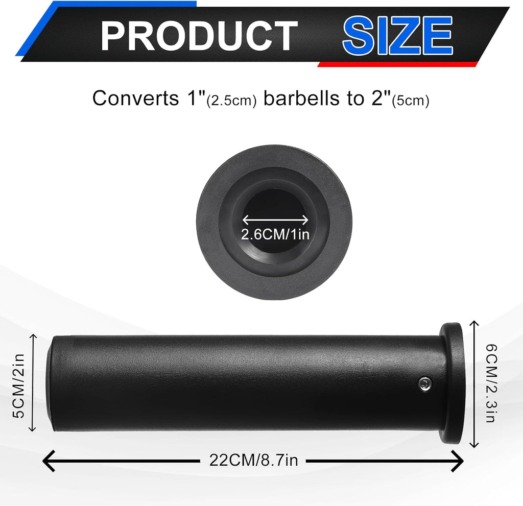 Olympic Adapter Sleeve (2 PCS), Suitable for 1" Standard Barbell Bars | Converts 1" Standard Weight Plate Posts to 2"