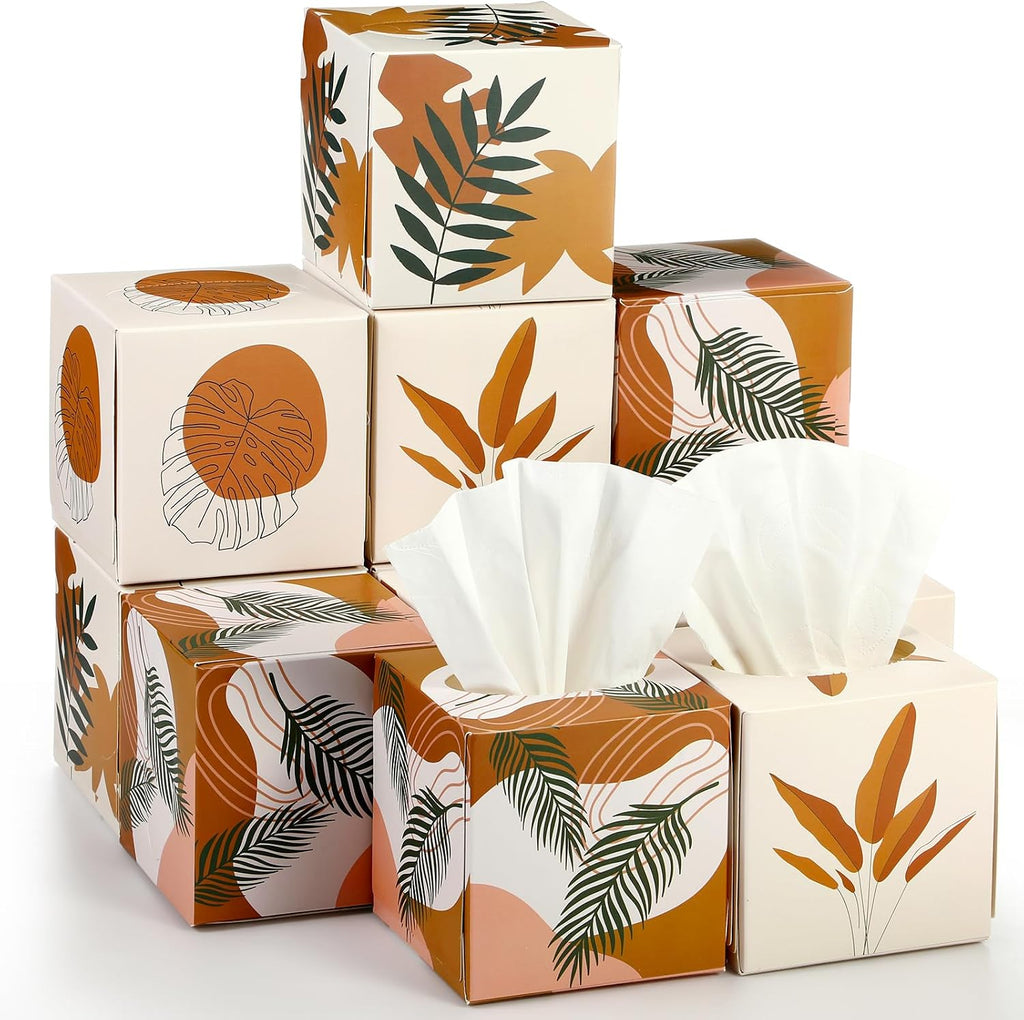 12 Pack Boho Square Facial Tissue Cube Boxes 3 Ply