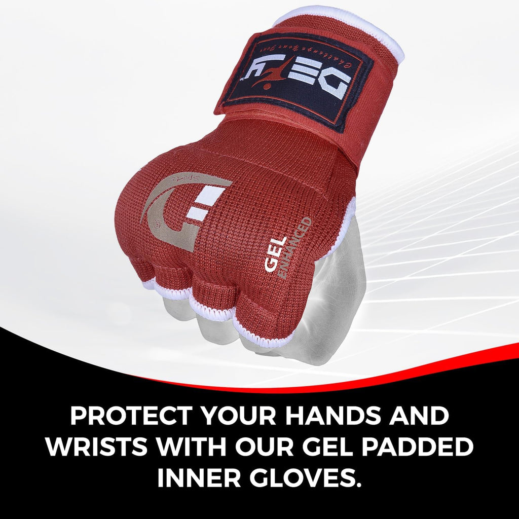 DEFY Padded Inner Gloves Quick 75cm Long Strap – Inner Boxing Gloves Gel Padded Knuckle Protection – Elasticated