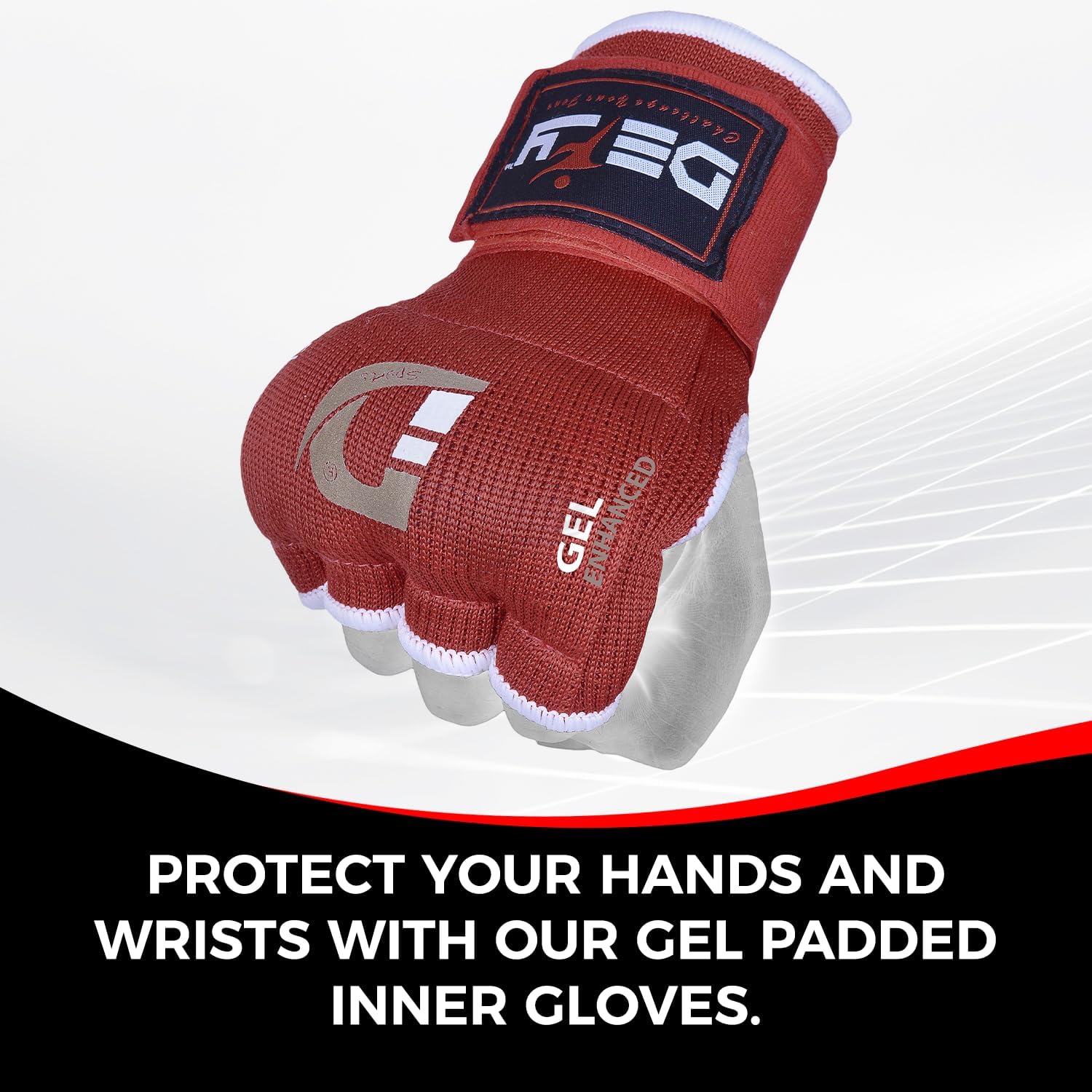 DEFY Padded Inner Gloves Quick 75cm Long Strap – Inner Boxing Gloves Gel Padded Knuckle Protection – Elasticated