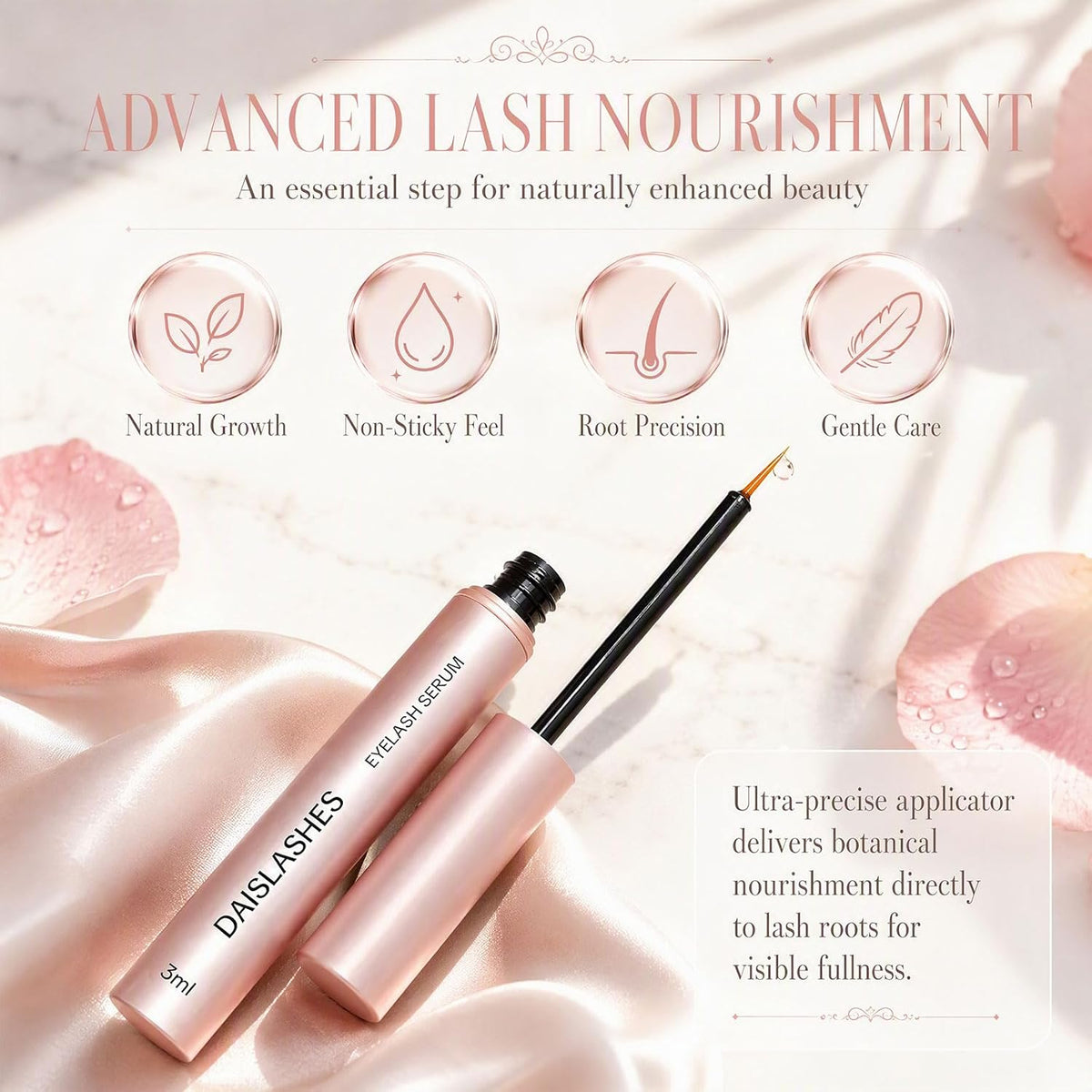 Daislashes Lash Serum, Peptide Eyelash Serum for Fuller-Looking Lashes